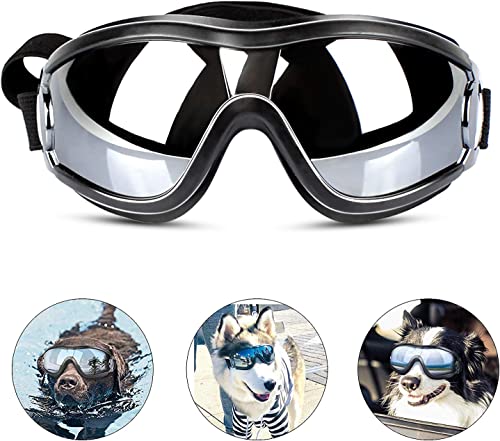PEDOMUS Dog Sunglasses Dog Goggles Adjustable Strap for Travel Skiing