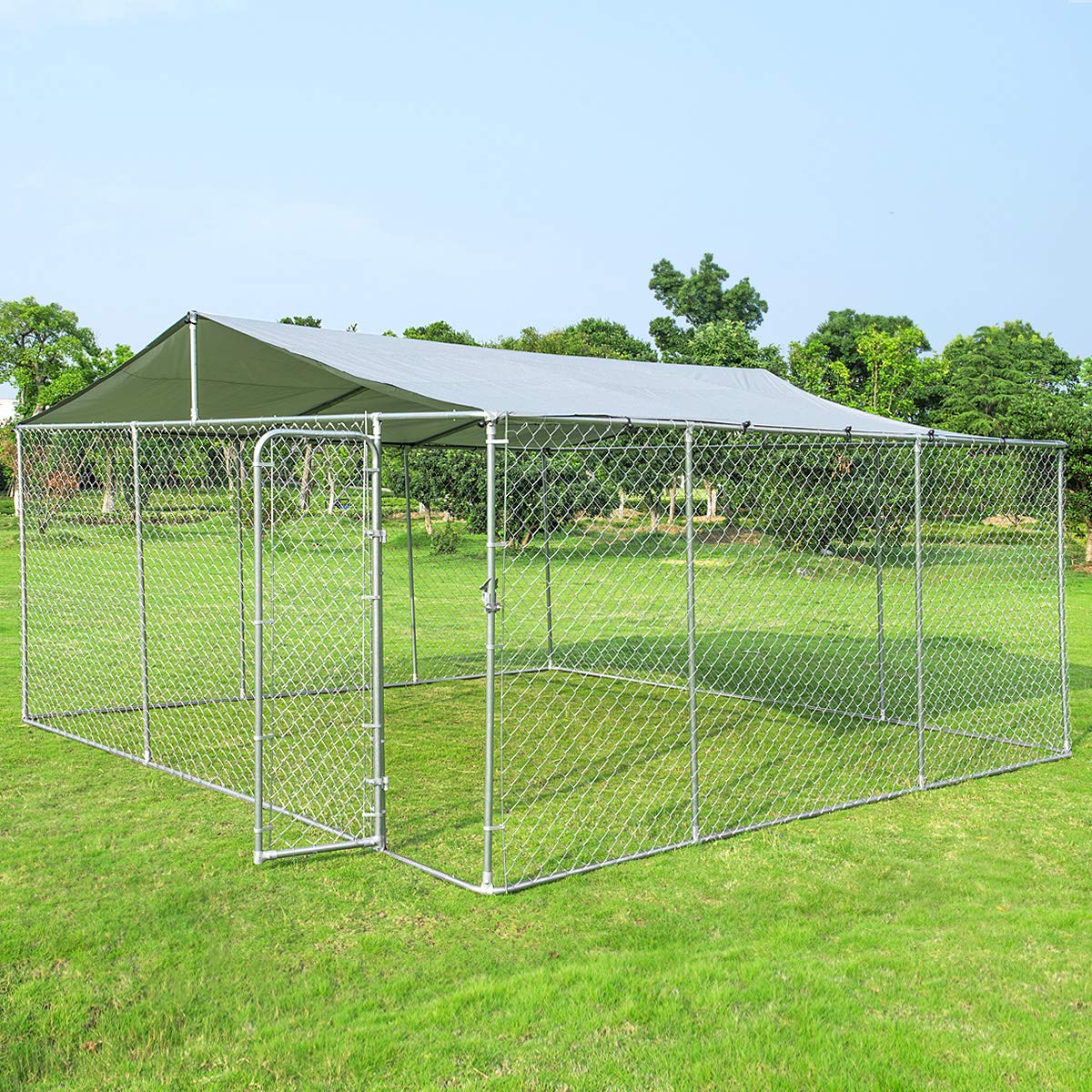 Giantex Large Outdoor Dog Kennel with Shade Roof Cover