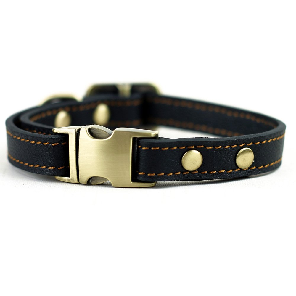 chede Luxury Real Leather Dog Collar