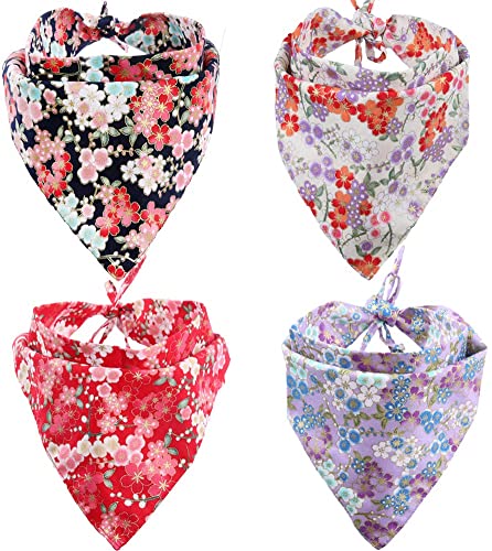 KZHAREEN 4 Pack Dog Bandanas Triangle