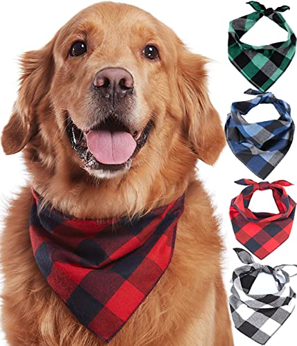 Odi Style Buffalo Plaid Dog Bandana 4 Pack