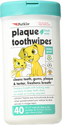 Petkin Fresh Mint Dog & Cat Plaque Tooth Wipes