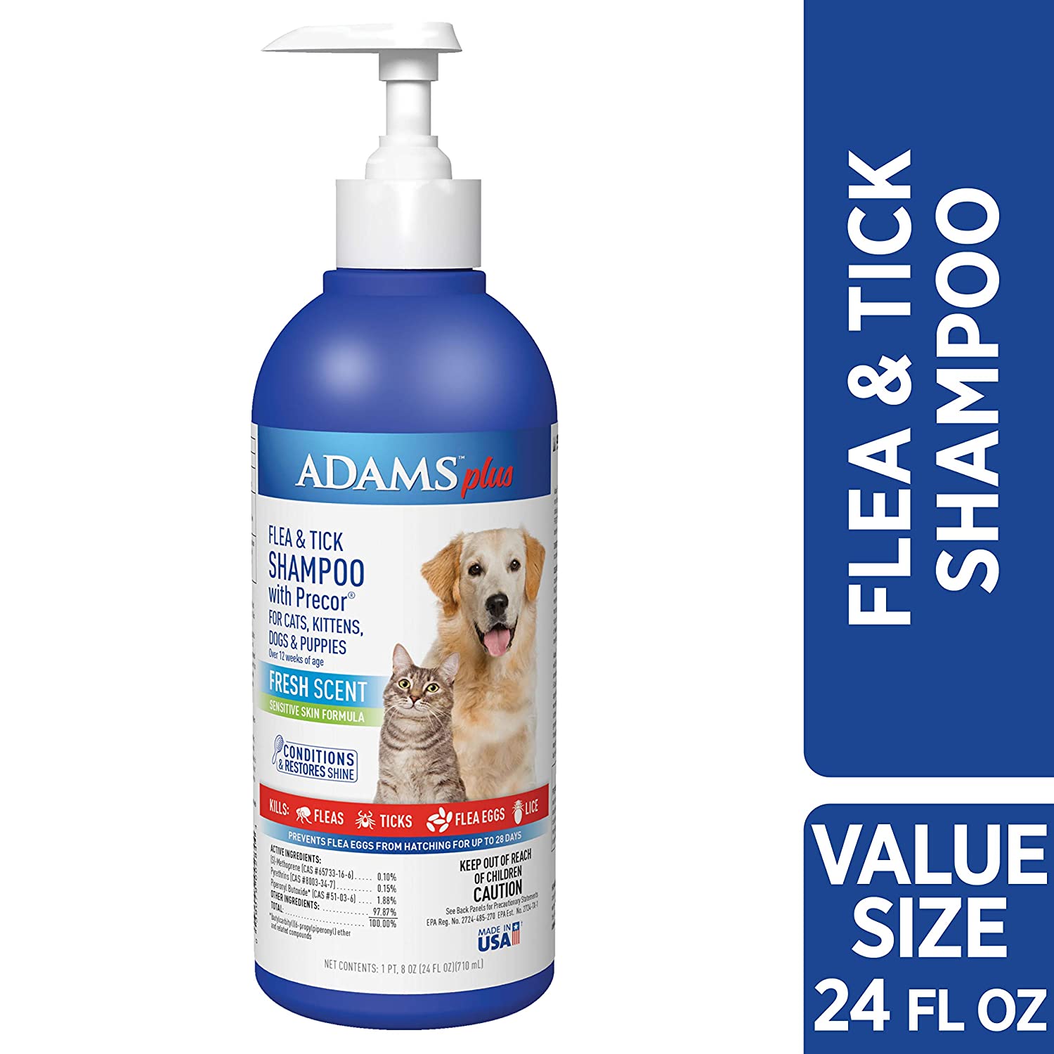 Adams Plus Flea & Tick Shampoo with Precor